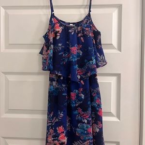 Blue dress with pink floral